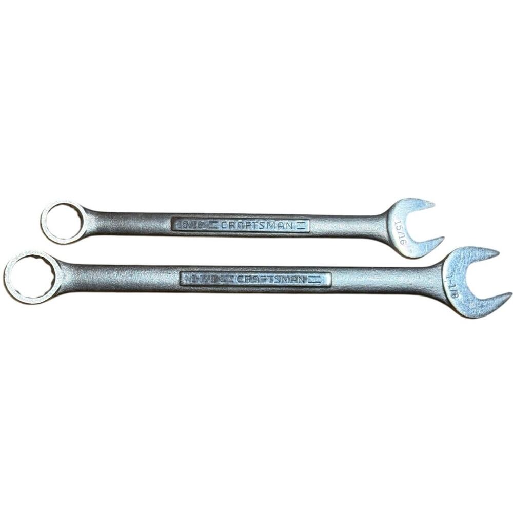 Vintage Craftsman USA Raised Panel Combination Wrench Lot 1-1/8 & 15/16 SAE VA